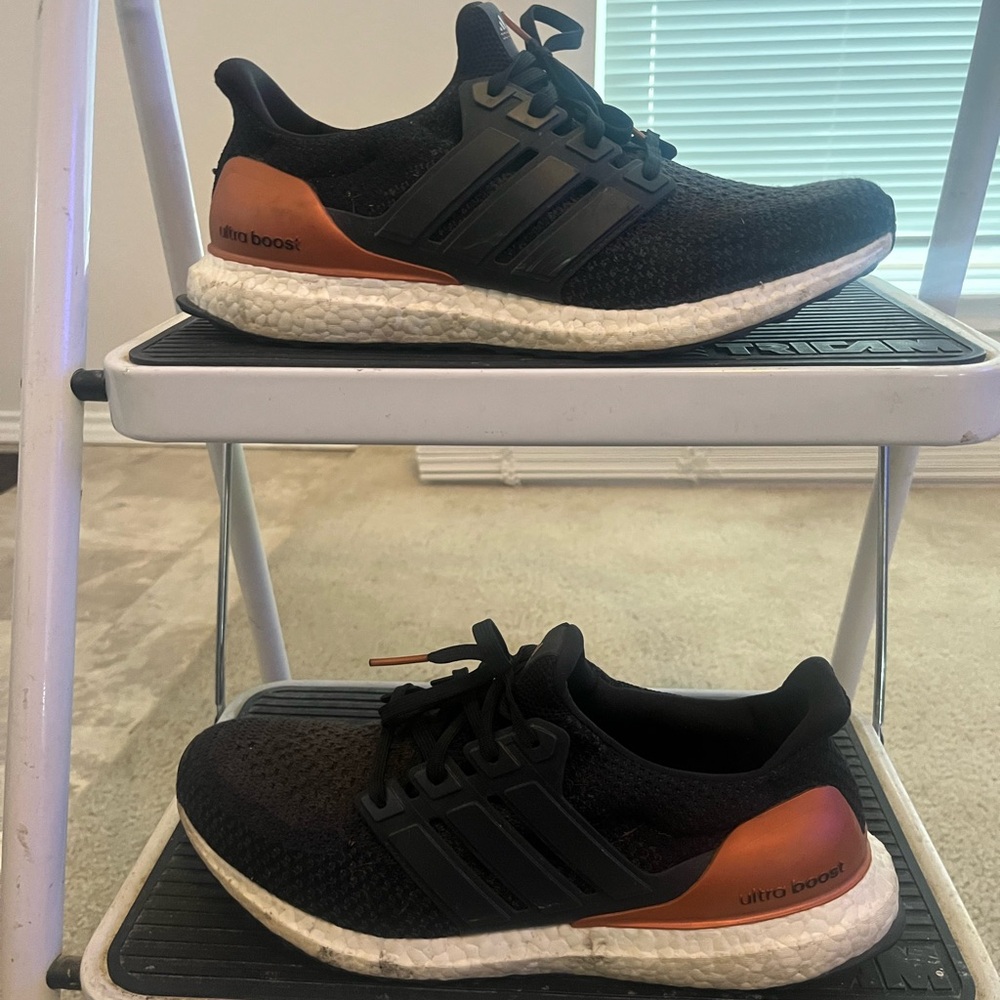 Adidas Men's Ultraboost 2.0 Black and Orange Shoes Bronze Metal Pack